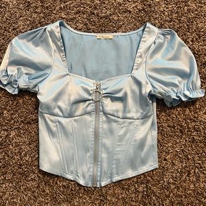 Blue Satin Corset Top